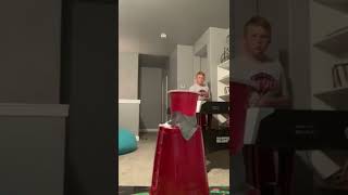 This mini cup bounce trick shot was amazing! 😳 #trickshot #shorts #insane