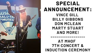 ANNOUNCING: Vince Gill, Billy Gibbons, Marty Stuart & More in the 7th Concert & Induction Ceremony