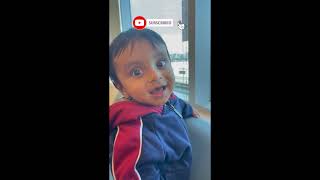 cute baby react to see the train from the window #Shorts 4K