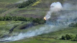 Ukraine - Ukrainian attack on four Russian main battle tanks. War footage. Drone footage