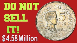 DO YOU HAVE ONE  MOST VALUABLE RARE PHILIPPINES COIN 5 PISO 2014 WORTH A MILLION DOLLAR'S#coin#money