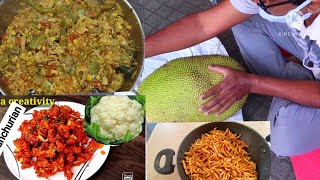 #1.Jackfruit chips # 2brinjal curry#3 gobi manchurian#