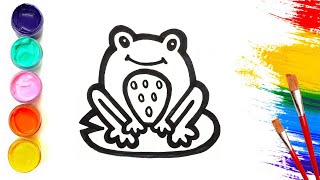 How to draw and color a Frog for kids, toddlers | Hướng dẫn bé cách vẽ và tô màu con ếch đáng yêu