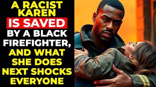 A RACIST KAREN IS SAVED BY A BLACK FIREFIGHTER, AND WHAT SHE DOES NEXT SHOCKS EVERYONE...