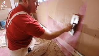 INSTALLING RENDER MESH / PINK MESH INTO SKIM COAT || How to strengthen your plaster.