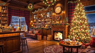 Smooth Christmas Jazz Music with Fireplace Sounds to Relax ☕ Cozy Christmas Coffee Shop Ambience