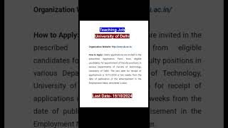 Professor/Associate Professor Vacancy 2024#DU Vacancy 2024# assistantprofessorjobs#applynow