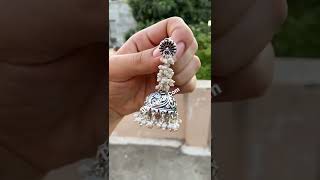 oxidised Jhumka Earrings With Pearl Beads , Jaipur Jewelry Manufacturers, Oxidised Jewelry wholesale