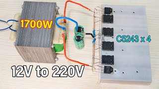 Inverter 12v to 220v 1700w using C5243 transistor no IC #035