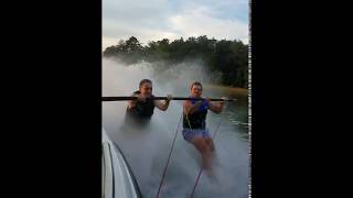 Double Barefoot Waterskiing