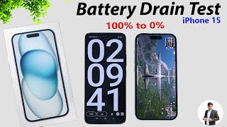 iPhone 15 Battery Drain Test || Battery Backup | BGMI Test | Overheat