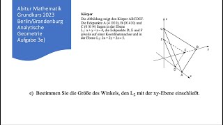 Abitur Mathematik Grundkurs 2023 Berlin/Brandenburg Aufgabe 3 e)