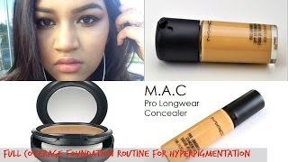 Mac prolong wear foundation NC45 full coverage foundation routine for blemishes/Scars