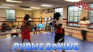 GLOVES UP GUNS DOWN PUBLIC BOXING🥊 (HOOD EDITION)