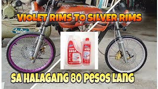 Violet rims to Silver Rims CHANGE color ng rims sa murang Halaga 80 pesos only "Kawasaki HD3"