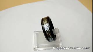 Black Resin Inlay Silver Bright Green Celtic Dragon Knot WomenMen Tungsten Carbide Wedding Band Ring