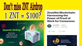 Zeusnet mining Update | ZNT Coin FREE AIDROP | Zeusnet Reward pool