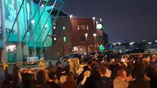 celtic fans demonstrate outside celtic park