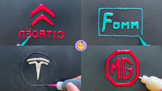 ELECTRIC CAR LOGO PANCAKE ART - MG, TESLA, CITROËN, FOMM | LEMON Pancake