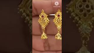 New light weight gold earrings design idea2023 #daily wear earrings tops