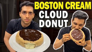 GIANT BOSTON CREAM CLOUD DONUT || Chocolate Frosted, Cream Filled, Low Calorie, High Protein Donut