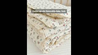 Cotton Muslin Reversible Baby Quilt #babybedding#babyquilt #babyblanket #quilts  #babygift #newborn