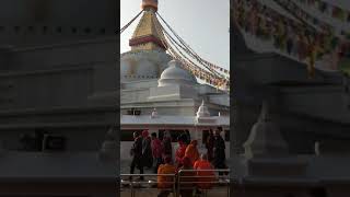 Morning Devotions of Pilgrims at Boudhanath Stupa Kathmandu Nepal 03-2019