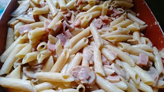 GANITO LNG KA SIMPLE ANG LUTO SA CREAMY CARBONARA MUSHROOM PENNE RIGATE SOBRANG YUMMY