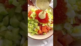 How to Make Easy Salmon Olivier Salad #salmonsalad #oliviersalad