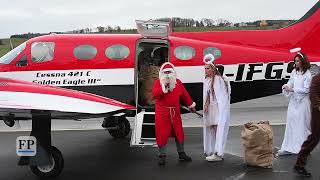 Mit der Cessna 421: Weihnachtsmann landet in Jahnsdorf