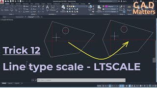 Trick-12-Modify the line type to fit the drawing  ترك -12- ضبط  خطوط المركز لتناسب الرسم