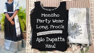 💕 Meesho mix & match ethnic wear set haul 💕 Beautiful Party wear black long gown #ajio dupatta haul