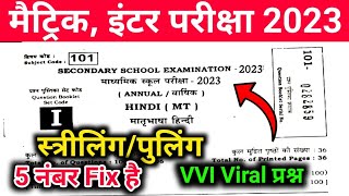 Hindi व्याकरण objective question 2023 | 10th class hindi vvi objective question 2023 board exam