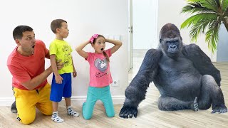 Sofia and dad have fun at the zoo and feeds animals