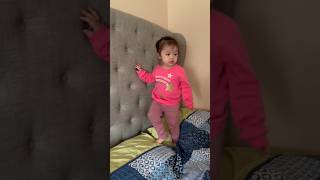 My little Jazzy 😂 having so much fun jumping on the bed 😍#viral #5littlemonkeys