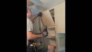 Cabinet refacing pad-out with MDF core plywood. Vacuum pulls all the dust off the trim router!!