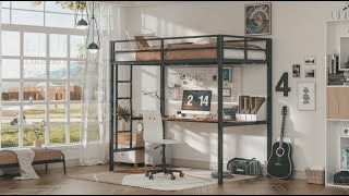 Twin Size Loft Bed with Desk