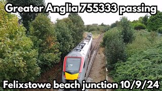 Greater Anglia 755333 Passing Felixstowe Beach Junction 10/9/24 #class755 #greateranglia #train