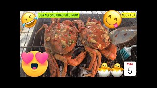 Cua nướng chao - カニのグリル - Grilled crab with colander - Жареный краб с дуршлагом - 与滤锅的烤螃蟹