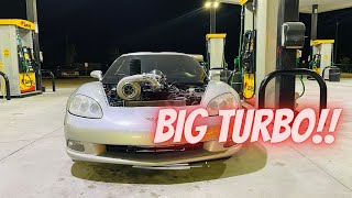 Big Turbo C6 Corvette First Fire up on Holley EFI!!! This thing is Gonna Rip!