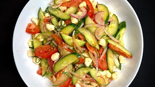 Cucumber Tomato Salad w/ Mozzarella Pearls