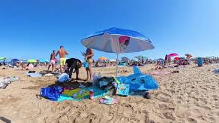 VR 360° Beach Walking | Malvarrossa Beach | Virtual 3D Walking Tour | 12 August 2024 | 5.7K 60 FPS