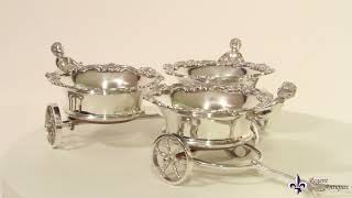 Antique English Silver Plated Triple Drinks Cart Coaster