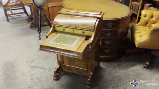 Antique Burr Walnut Pop Up Davenport Desk c.1860 19th C