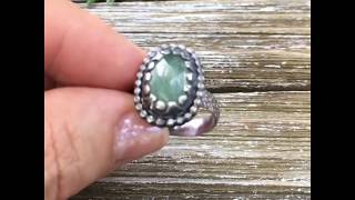 Green Aquamarine Sterling Silver Handmade Ring