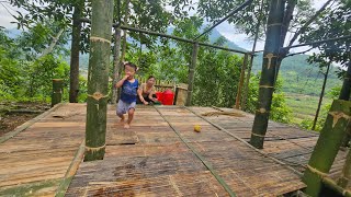 built the kitchen and floors entirely from bamboo - single mother