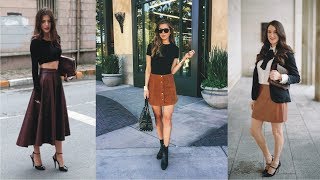 Elegant Brown Leather Skirt Outfit Ideas