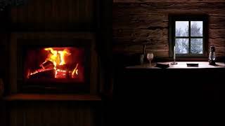 Cozy Winter Ambience Fireplace and Blizzard Sounds   Snowfall and Wind Sound for Relieve Stress