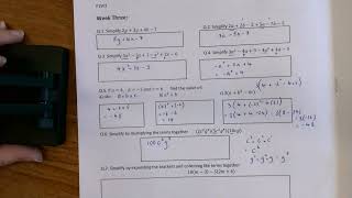 Algebra Booklet- Form One- Solutions - Week Three