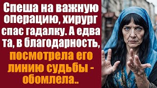 Спеша на важную операцию, хирург спас гадалку. А едва та в благодарность посмотрела его линию судь